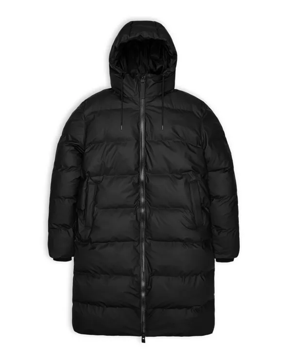 Alta Long Puffer Jacket Black | Rains | Watch Wear