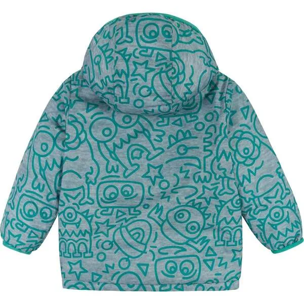 Andy & Evan Reversible Aqua Monsters Puffer Jacket