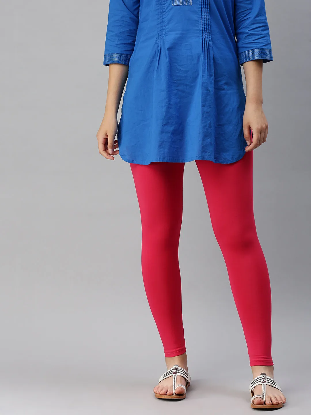 Ankle Length Leggings Cotton-Dark Coral