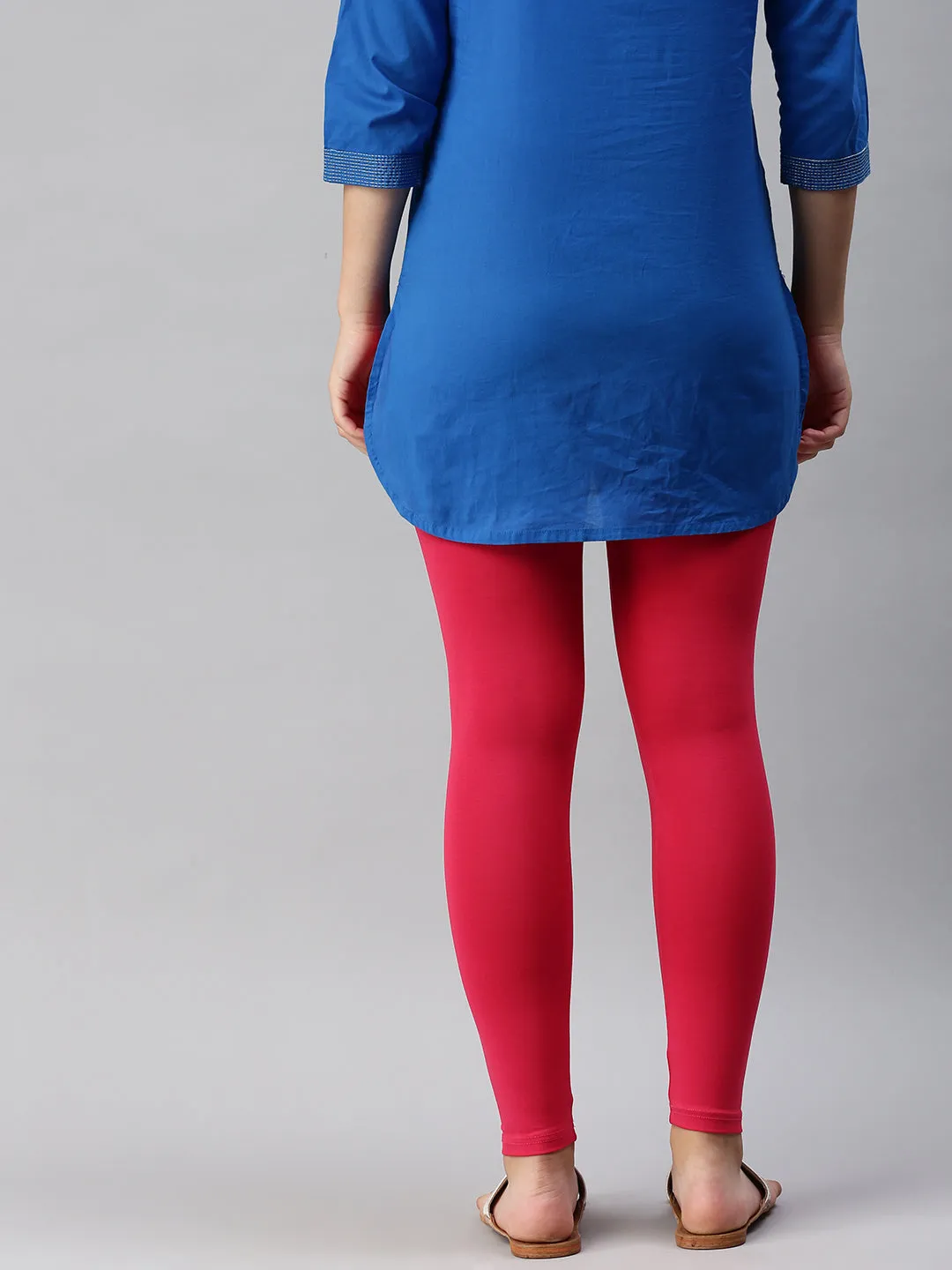 Ankle Length Leggings Cotton-Dark Coral