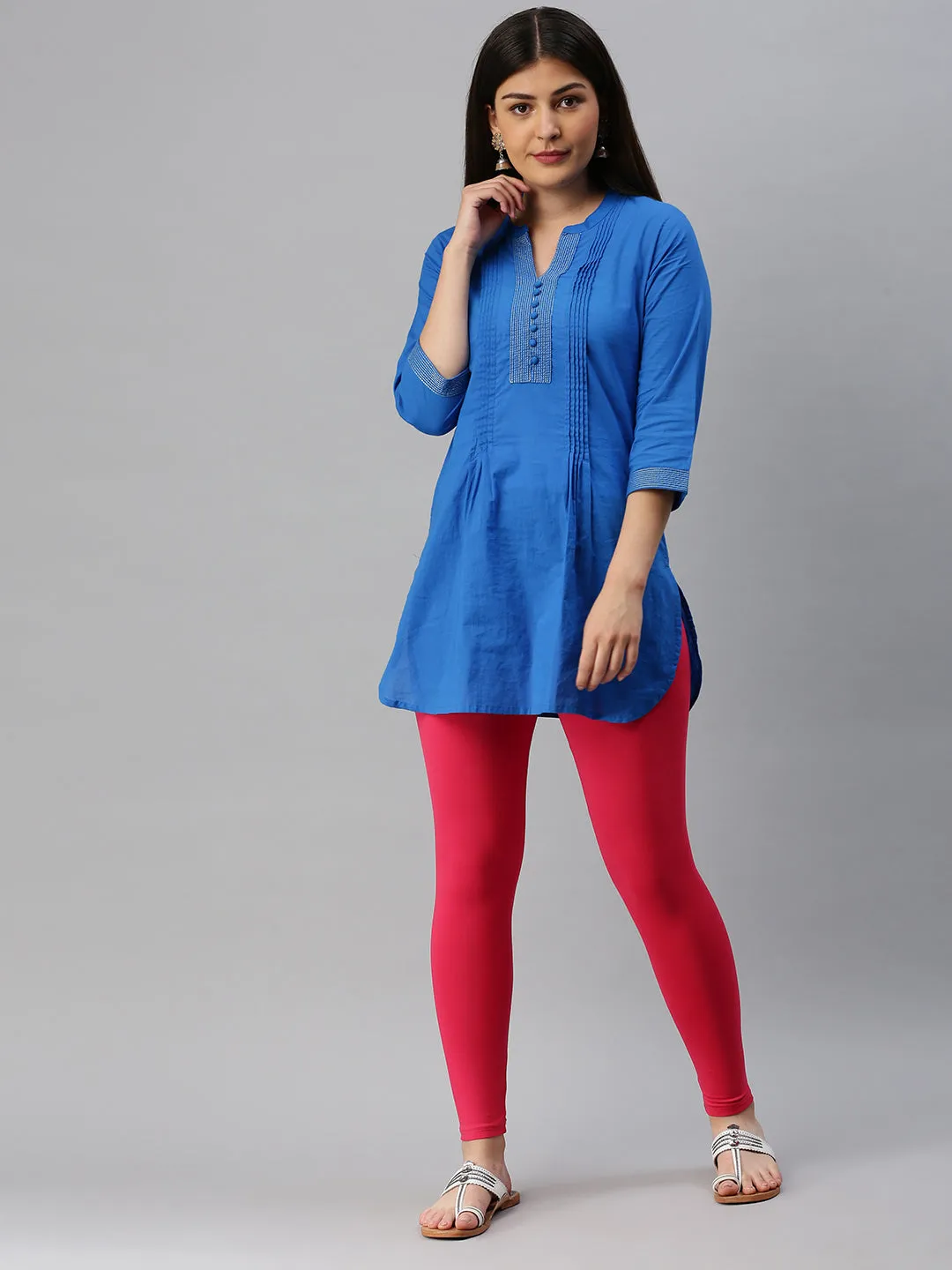 Ankle Length Leggings Cotton-Dark Coral