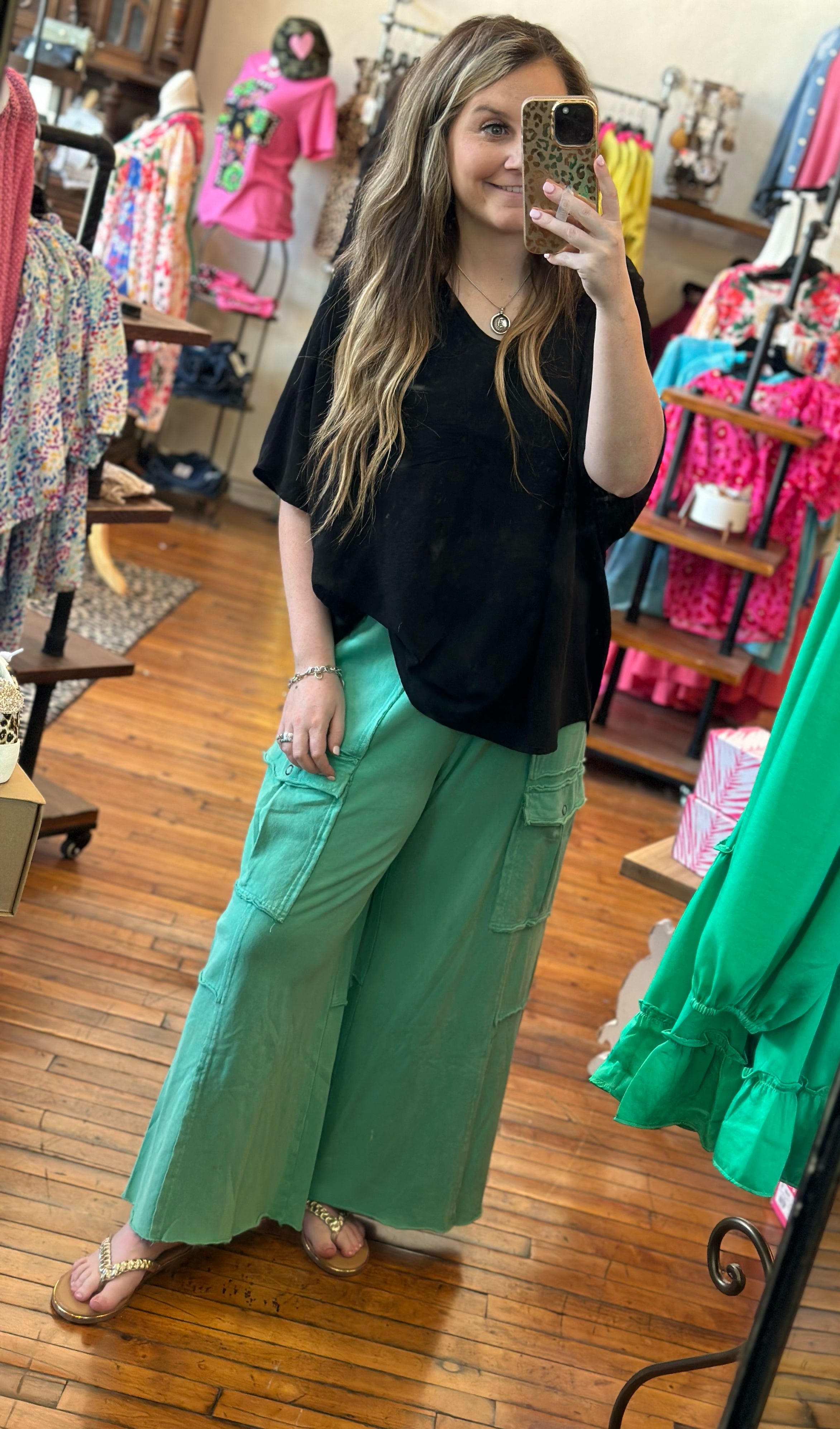 ATLANTIS GREEN WIDE LEG PANTS