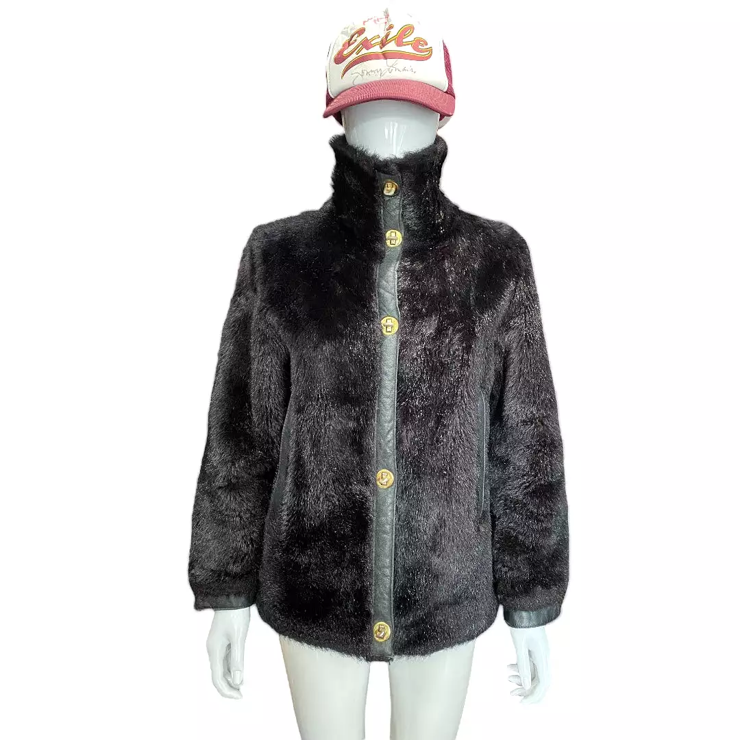 Black Faux Fur Bomber Jacket