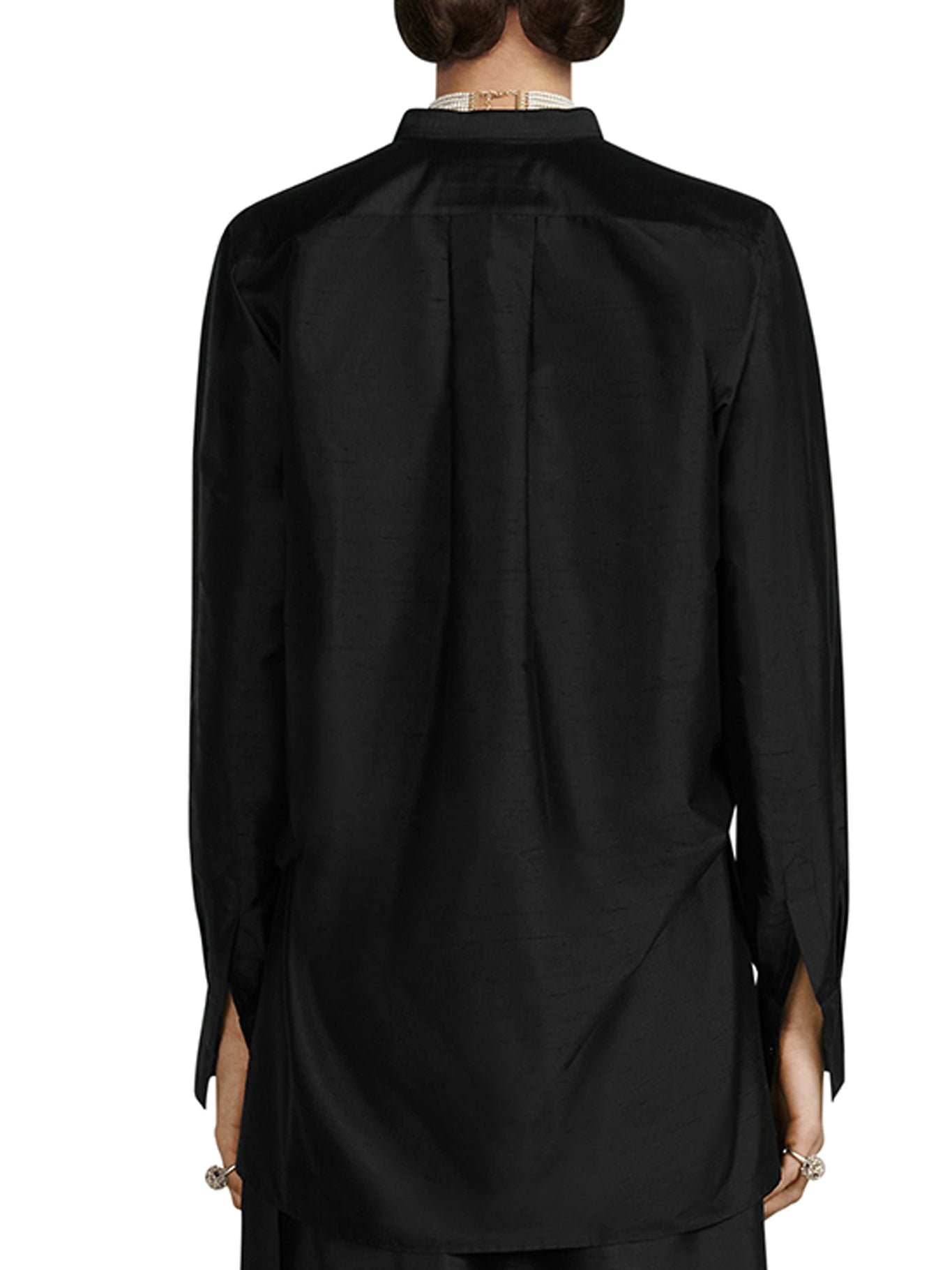 BLOUSE Black lightweight shantung silk