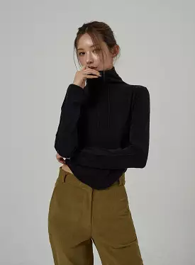 Bust Stripe Detail Cropped Turtleneck CJ309