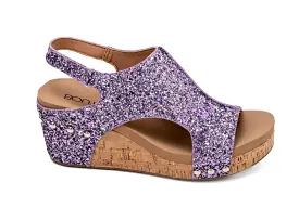 Carley Wedge in Lavender Chunky Glitter