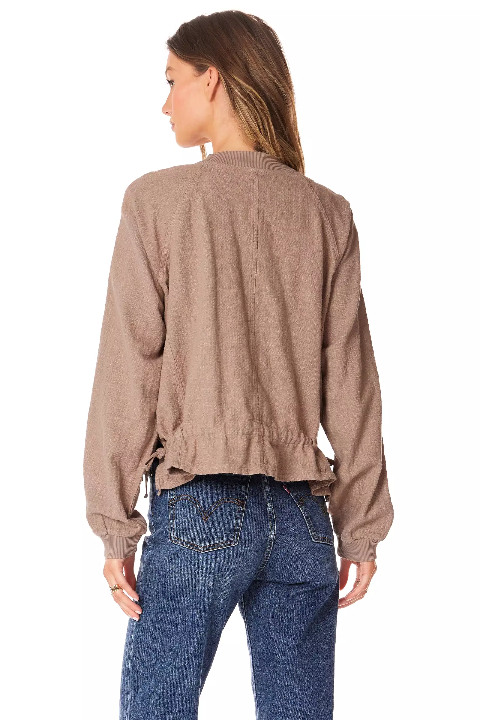 CINCHED HEM BOMBER JACKET