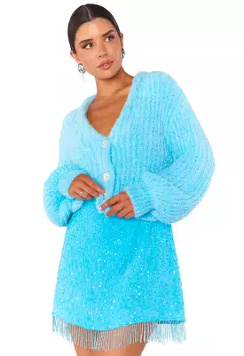 Clemmie Cardi-Highlighter Blue Knit