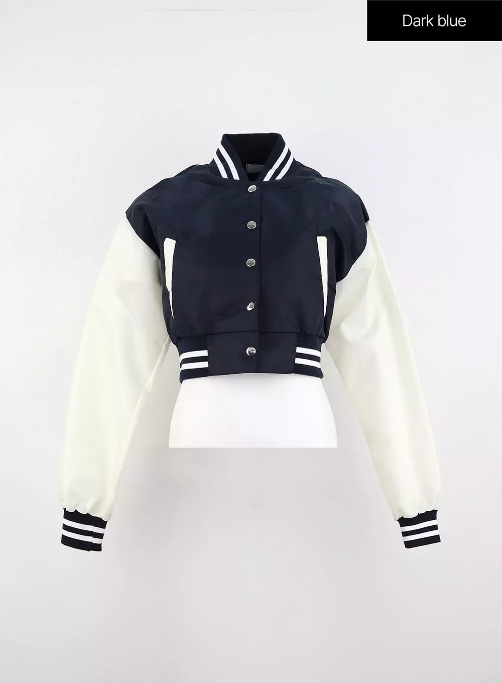 Color Block Crop Bomber Jacket IN322