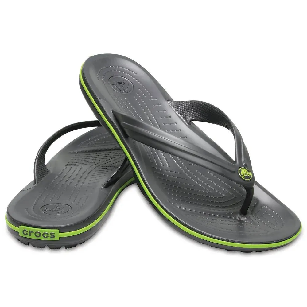 CROCS Men's Crocband Flip Slipper (Graphite/Volt Green)