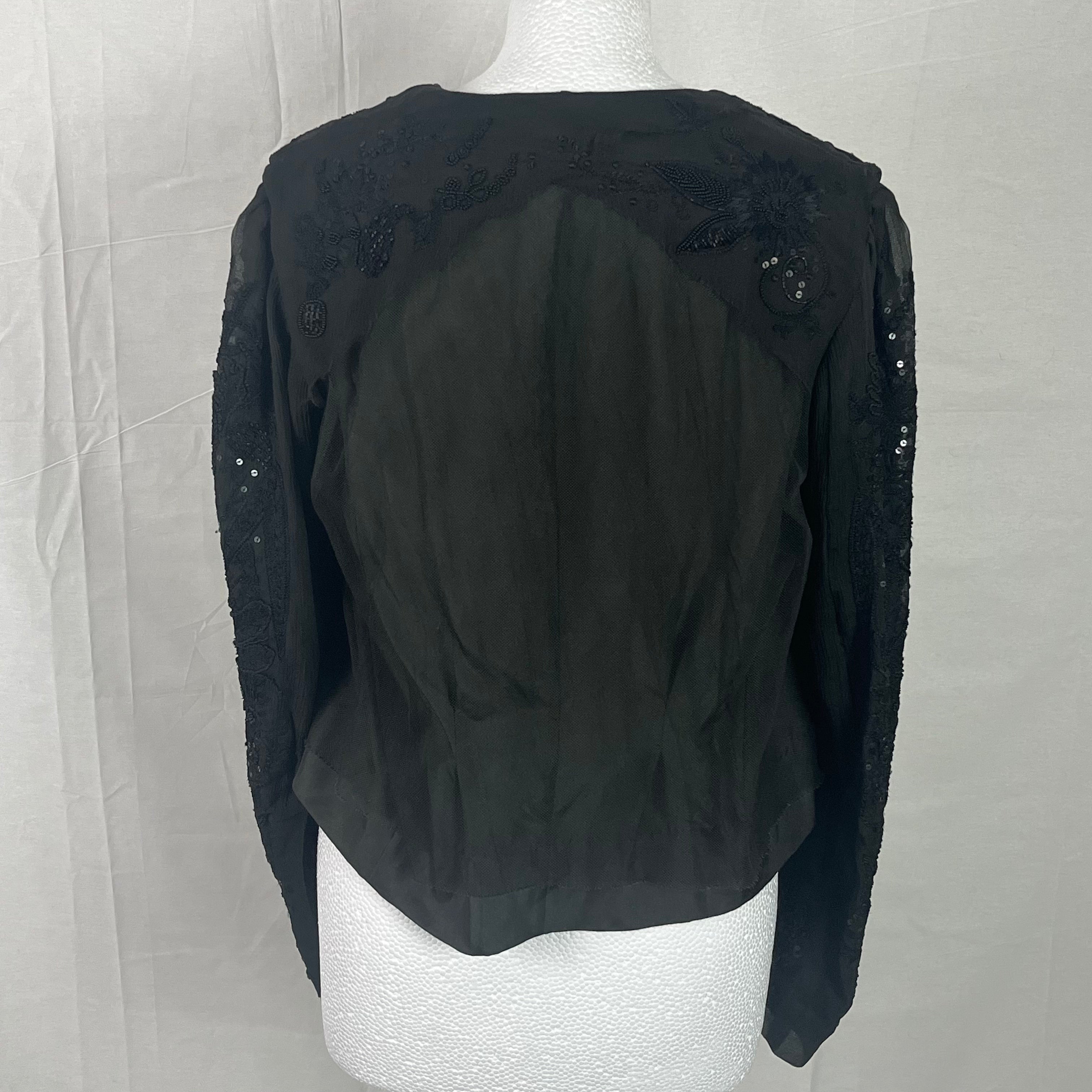 Dries Van Noten Black & Forest Green Silk Embellished Jacket XS/S