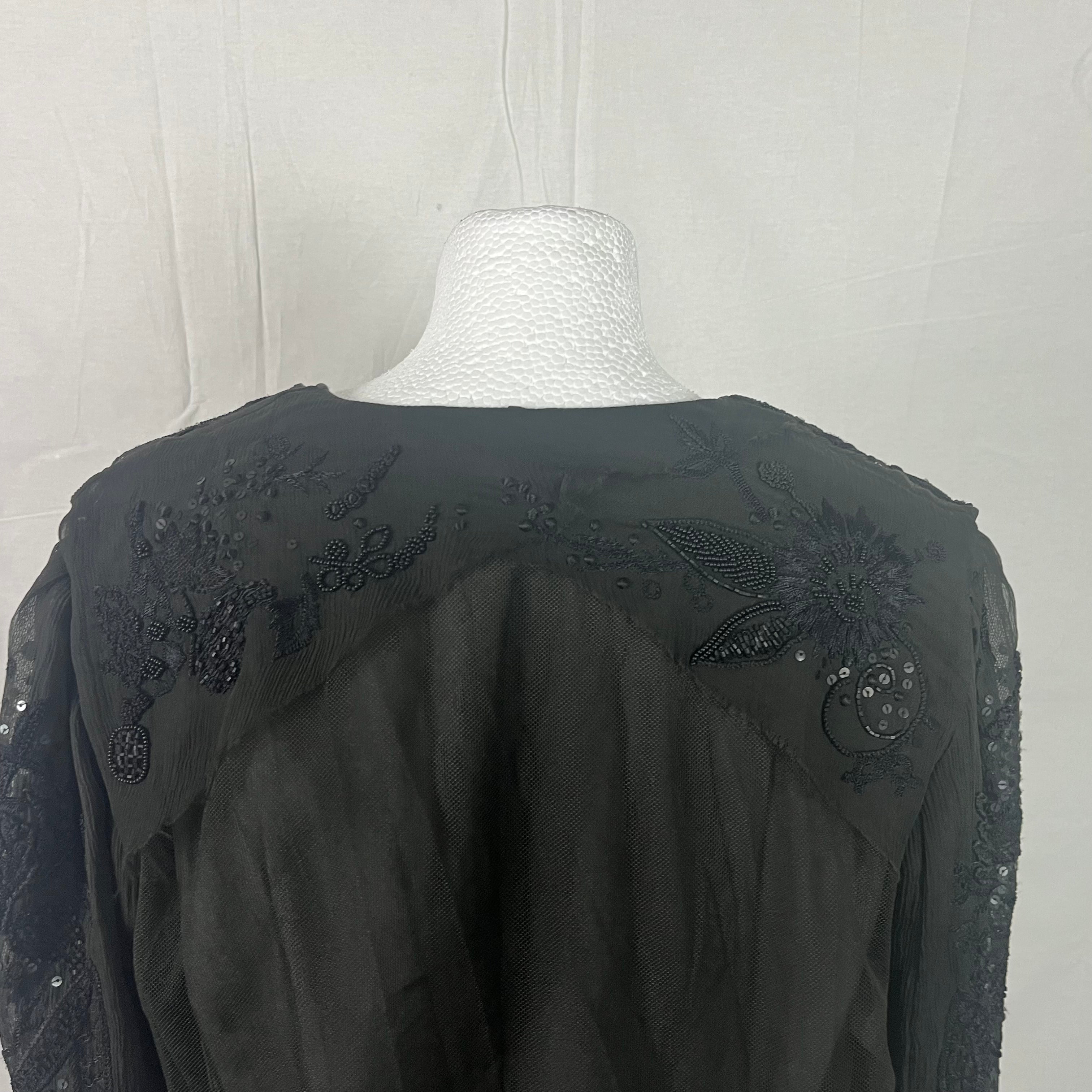 Dries Van Noten Black & Forest Green Silk Embellished Jacket XS/S