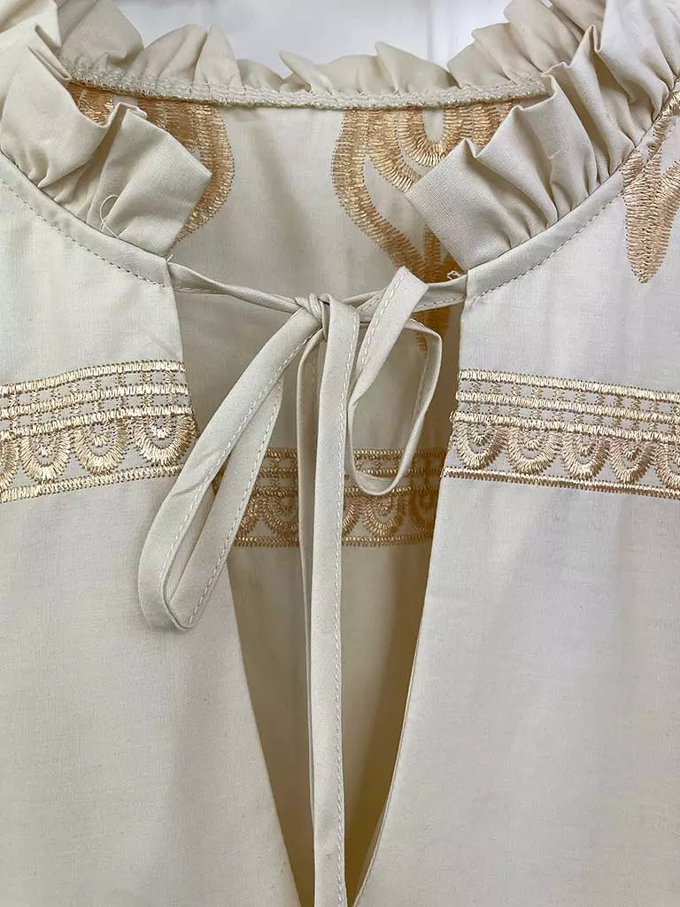 Gold Embroidered Tiered Tunic - Ivory