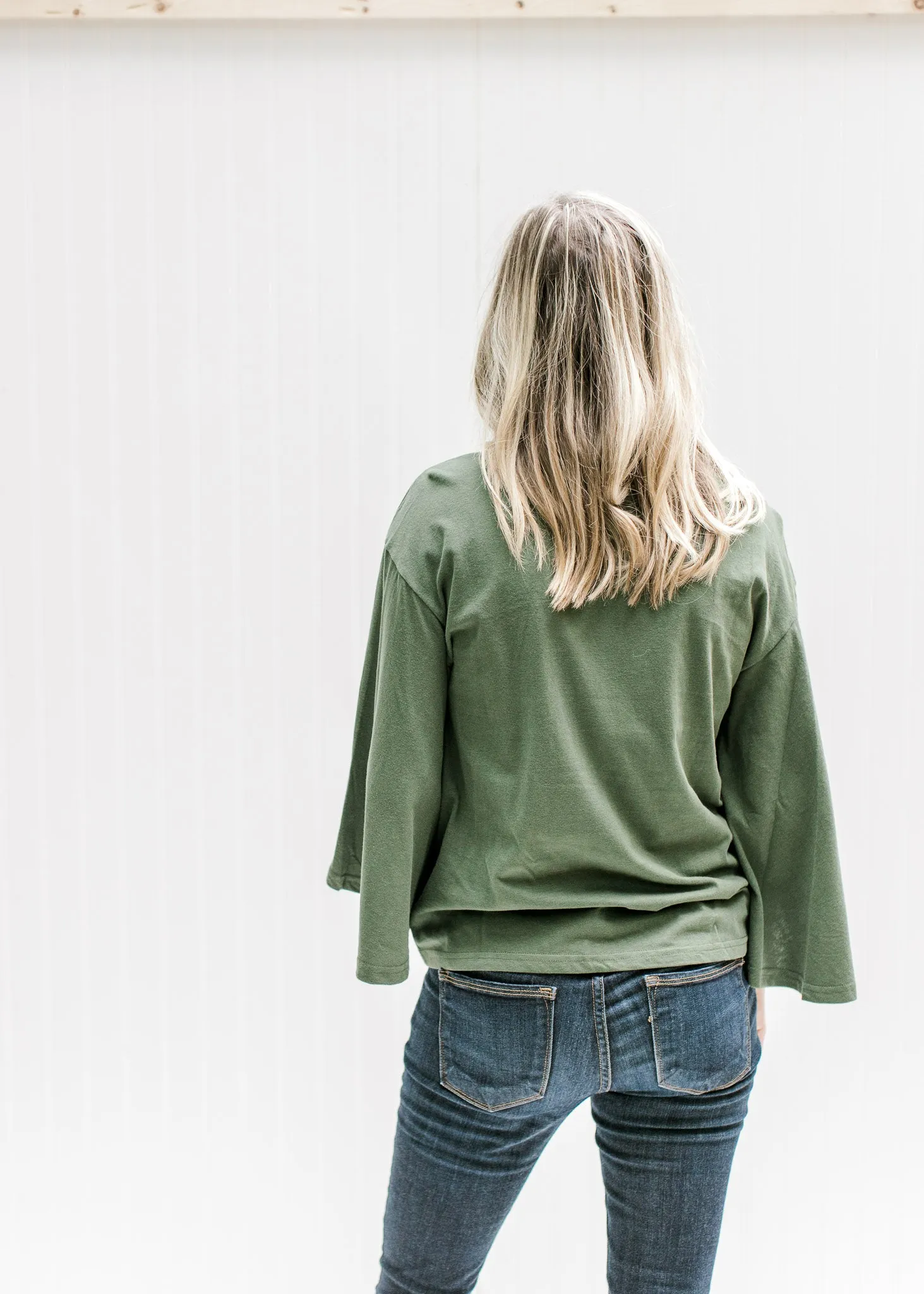 Green Butterfly Sleeve Top