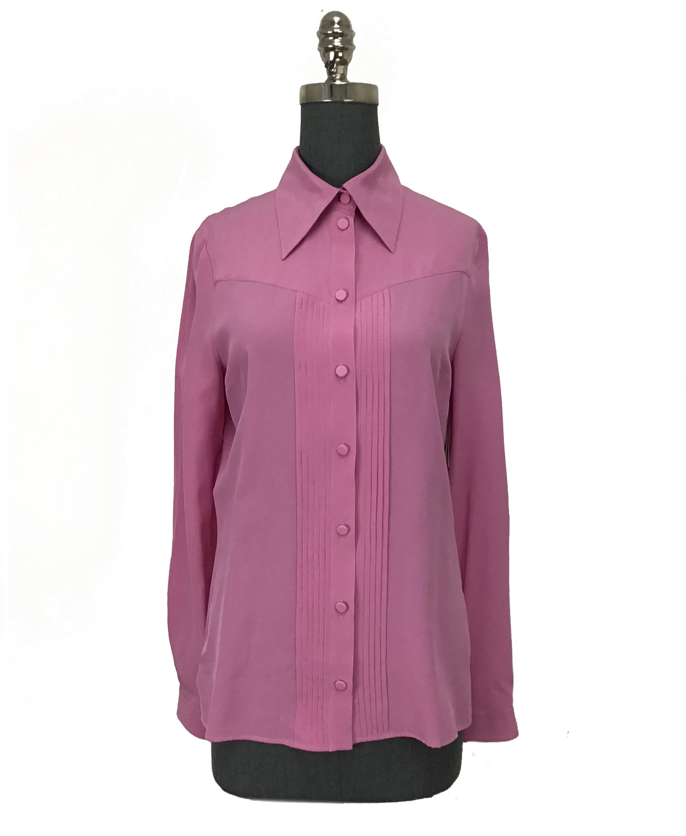 Gucci Pleated-Placket Silk Crepe De Chine Blouse Size M