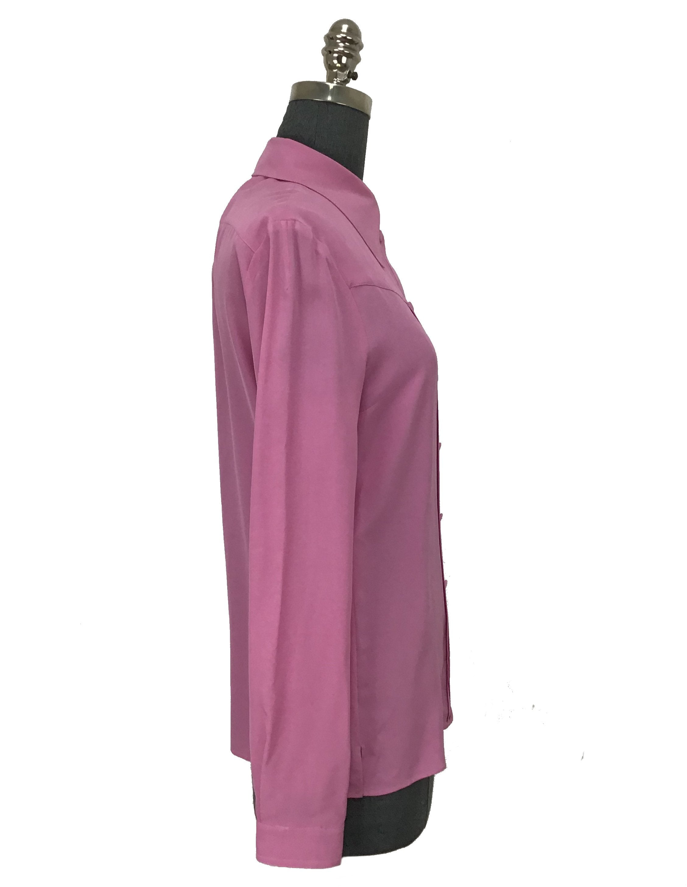 Gucci Pleated-Placket Silk Crepe De Chine Blouse Size M