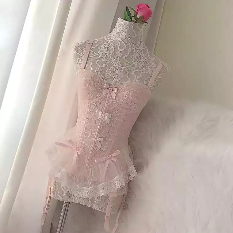 handmade Light pink ballet corset lingerie