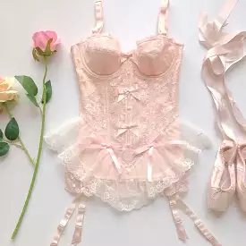 handmade Light pink ballet corset lingerie