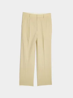 Hard Twist Wool Viyella Slacks, Ivory Yellow