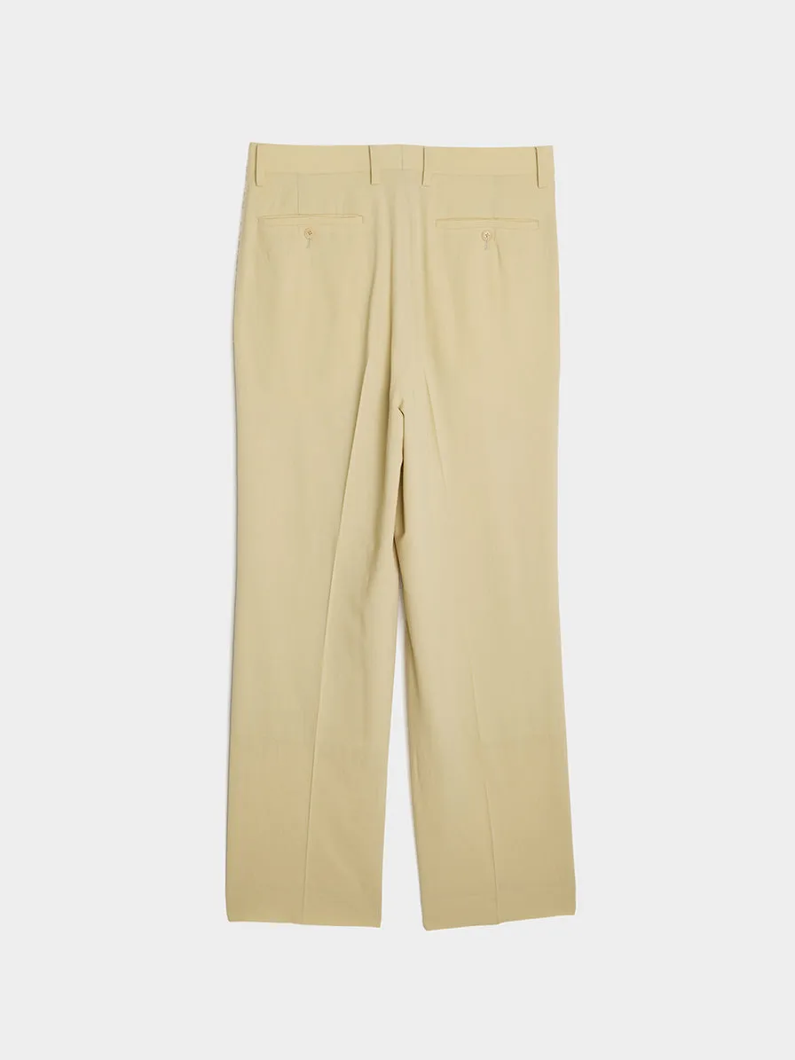 Hard Twist Wool Viyella Slacks, Ivory Yellow