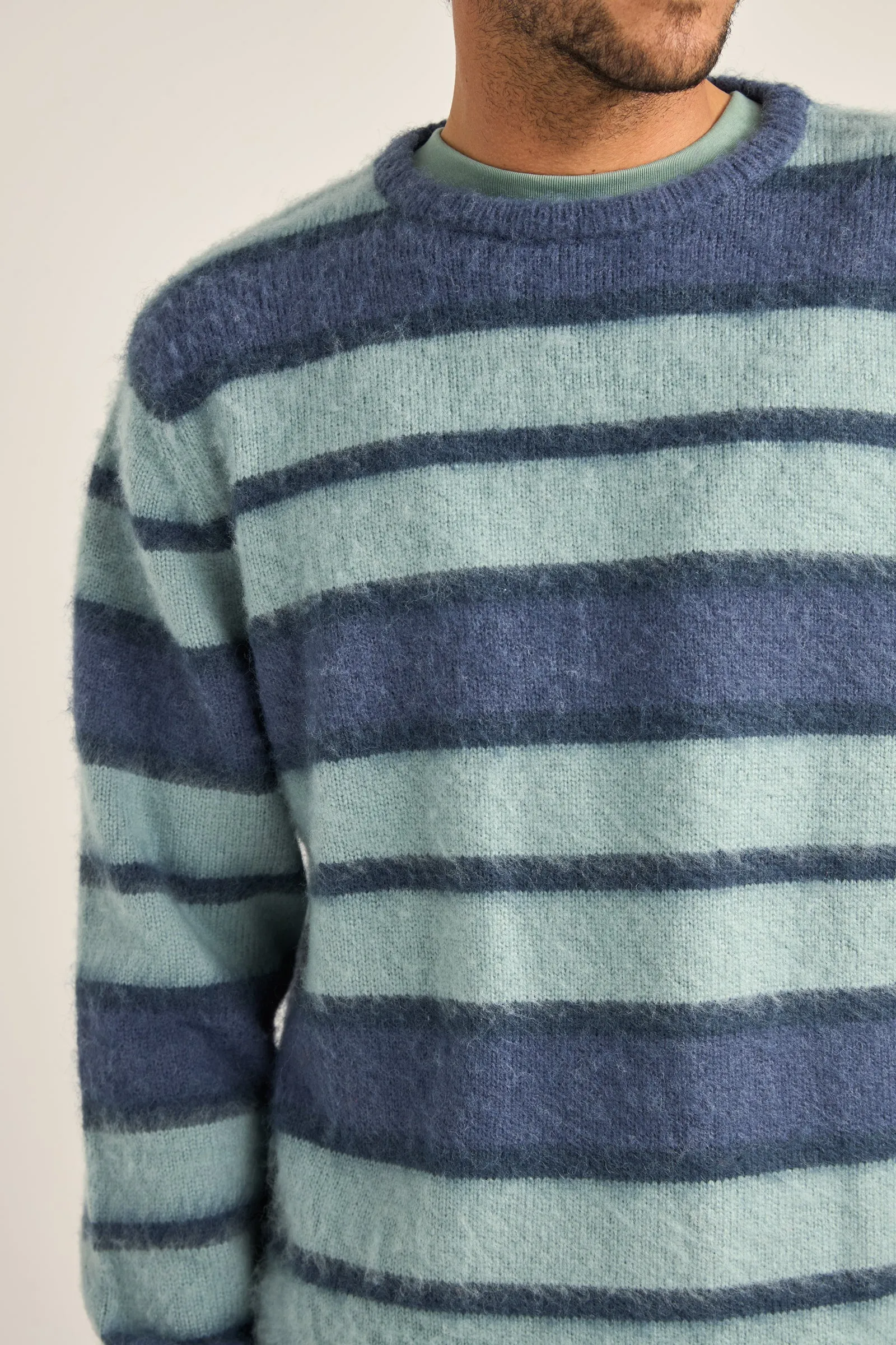 Harvey Mohair Stripe Knit Blue