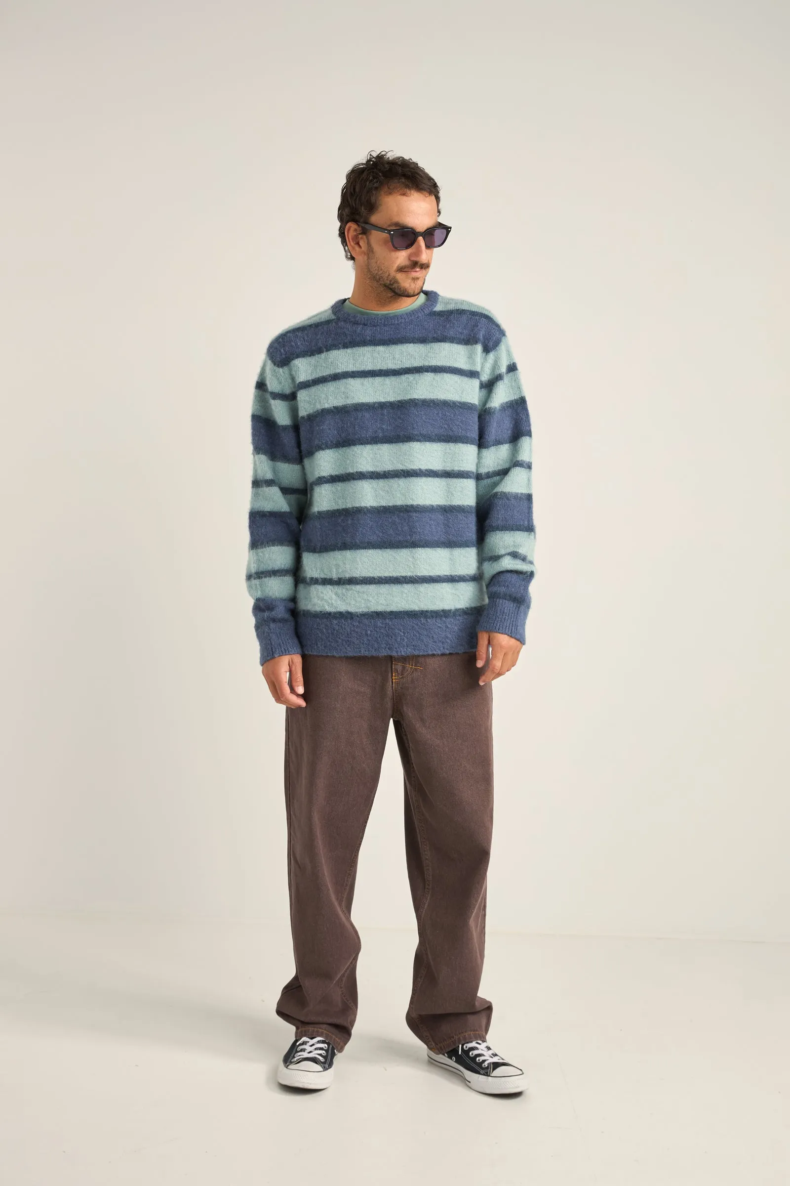 Harvey Mohair Stripe Knit Blue