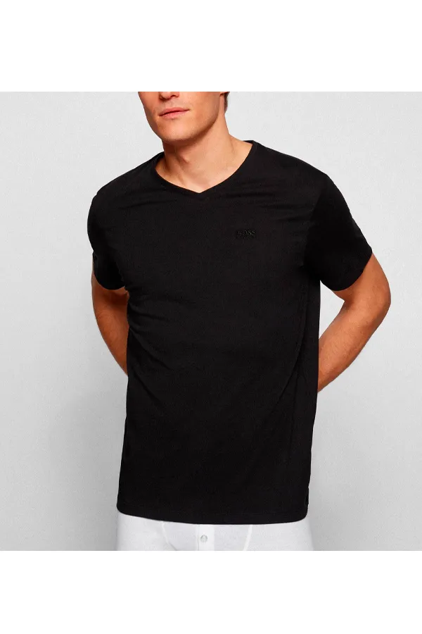 Hugo Boss V-Neck 2-Pack Tee Embroidered Black