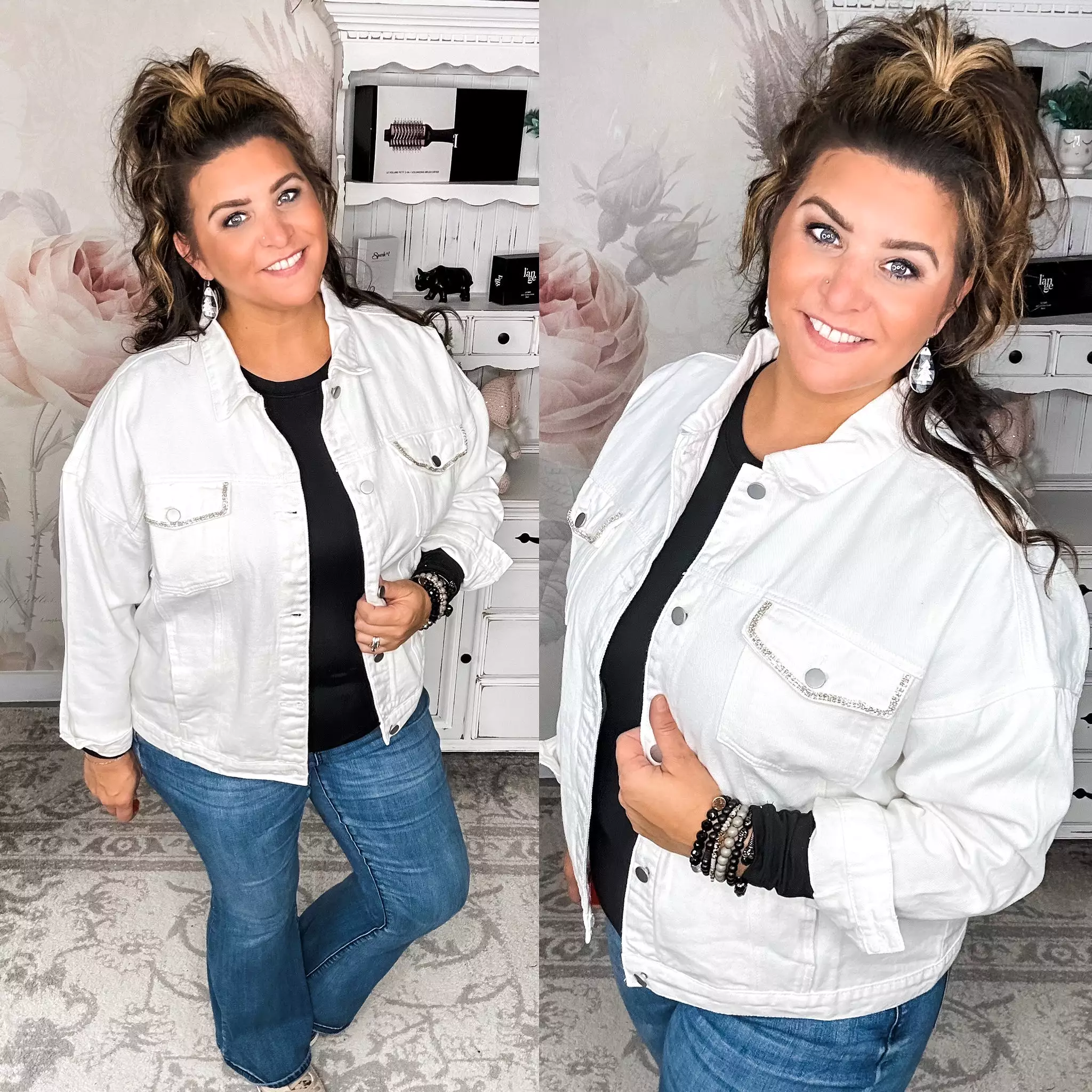 It's Dynamite Rhinestone Denim Jacket - Ivory