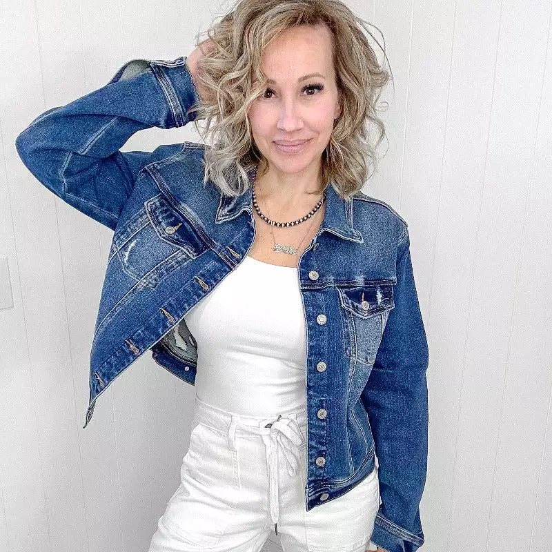 Judy Blue Distressed Classic Denim Jacket