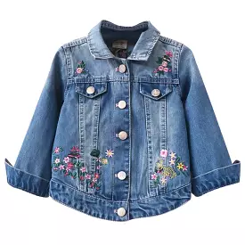 Kids Denim Jacket Floral Fashion Jacket