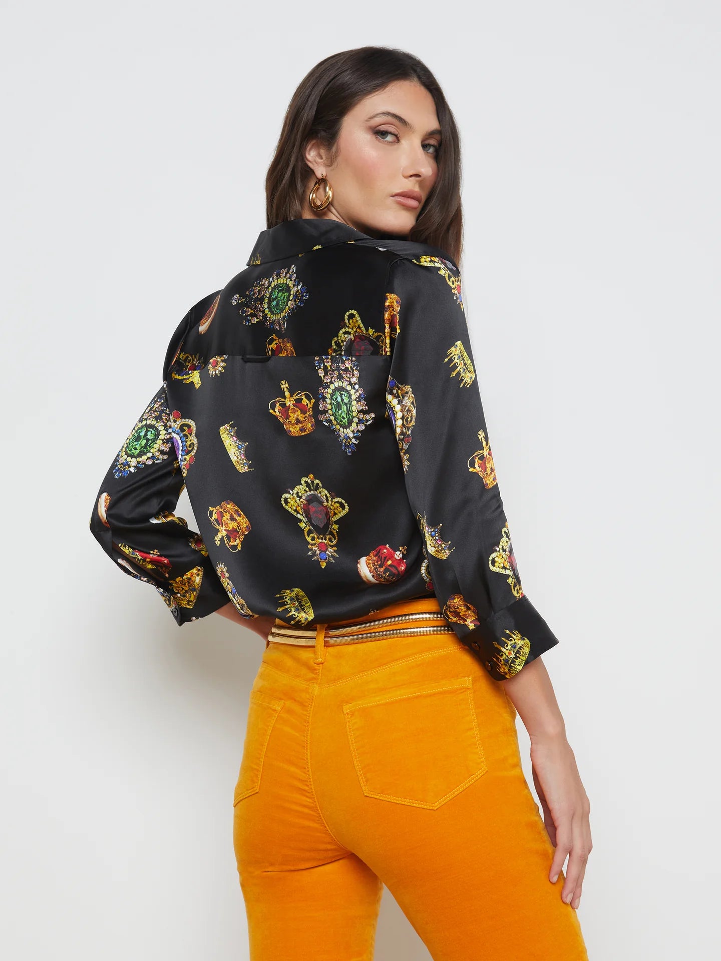 L’agence - Dani Blouse - Black Multi Crown Medallion