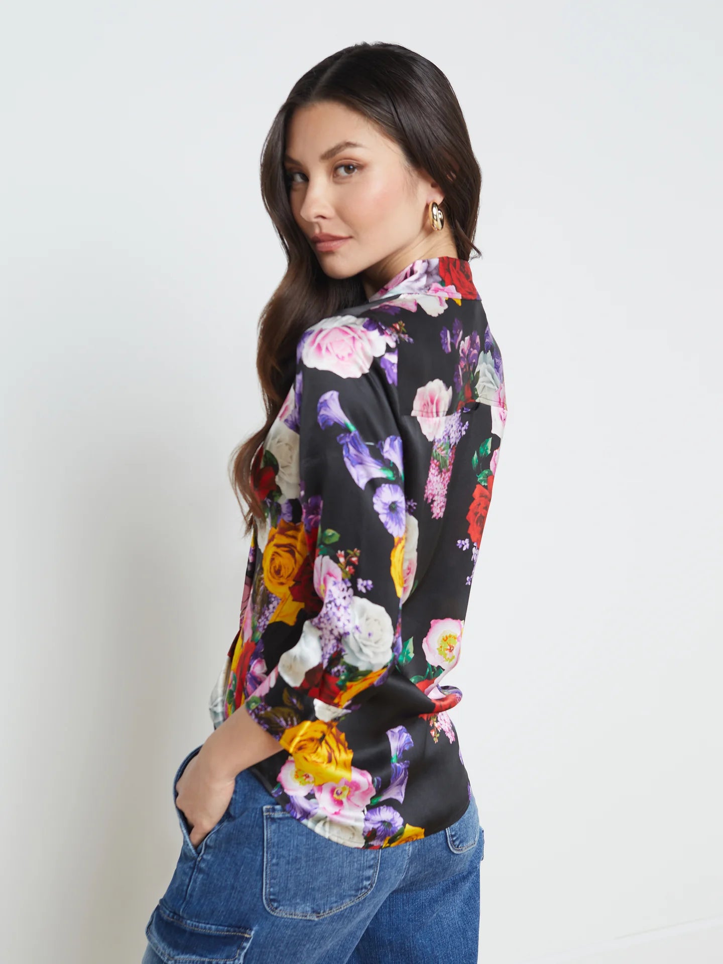 L’agence - Dani Blouse - Black Multi Mix Rose