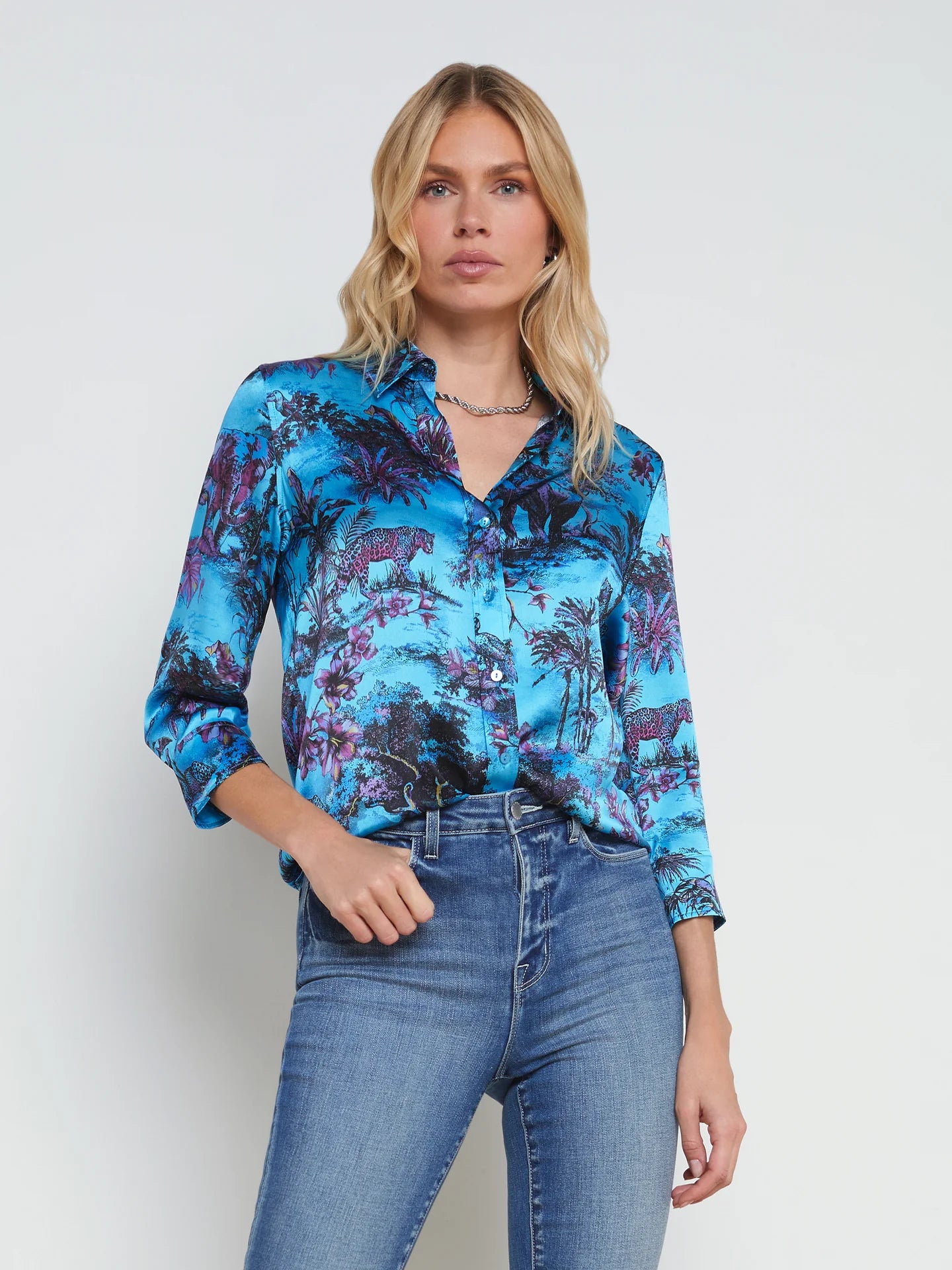 L’agence - Dani Blouse - Blue Multi Jungle Toile