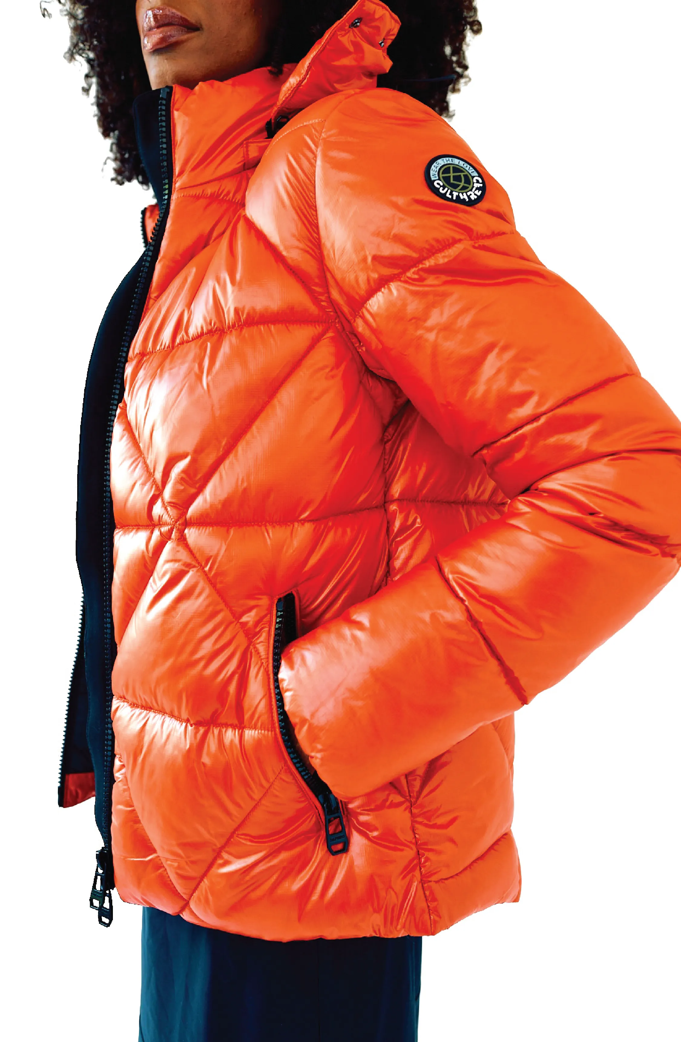 LEAMINGTON short orange puffer jacket