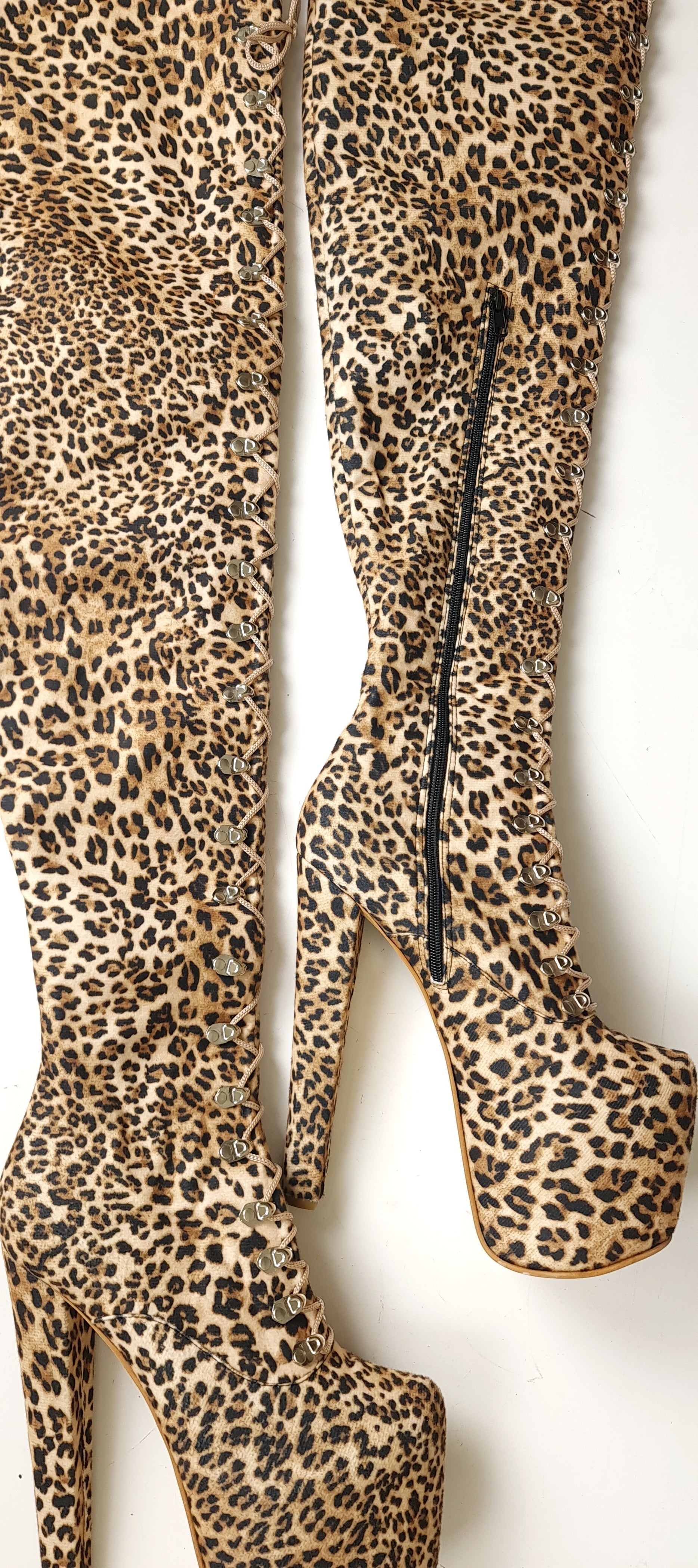 Leopard Extreme Thigh High Military Style Boots 90 cm