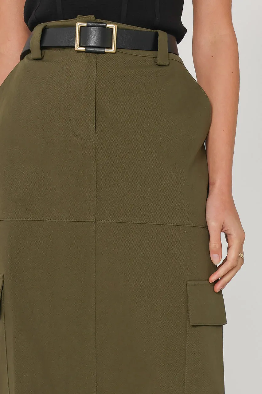 Lisa Cargo Maxi Skirt | Khaki