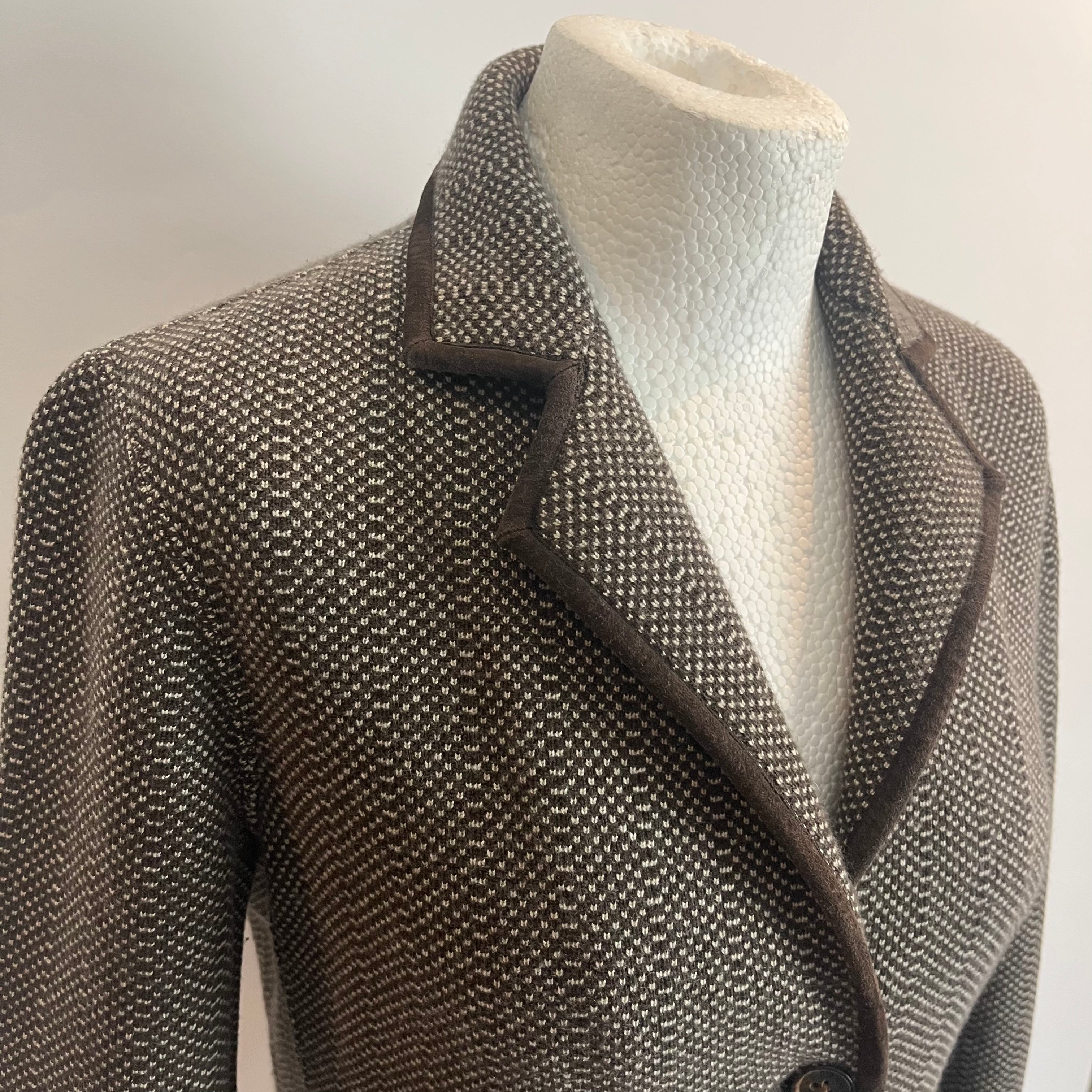 Loro Piana Brown & Ecru Knit Cashmere Jacket S