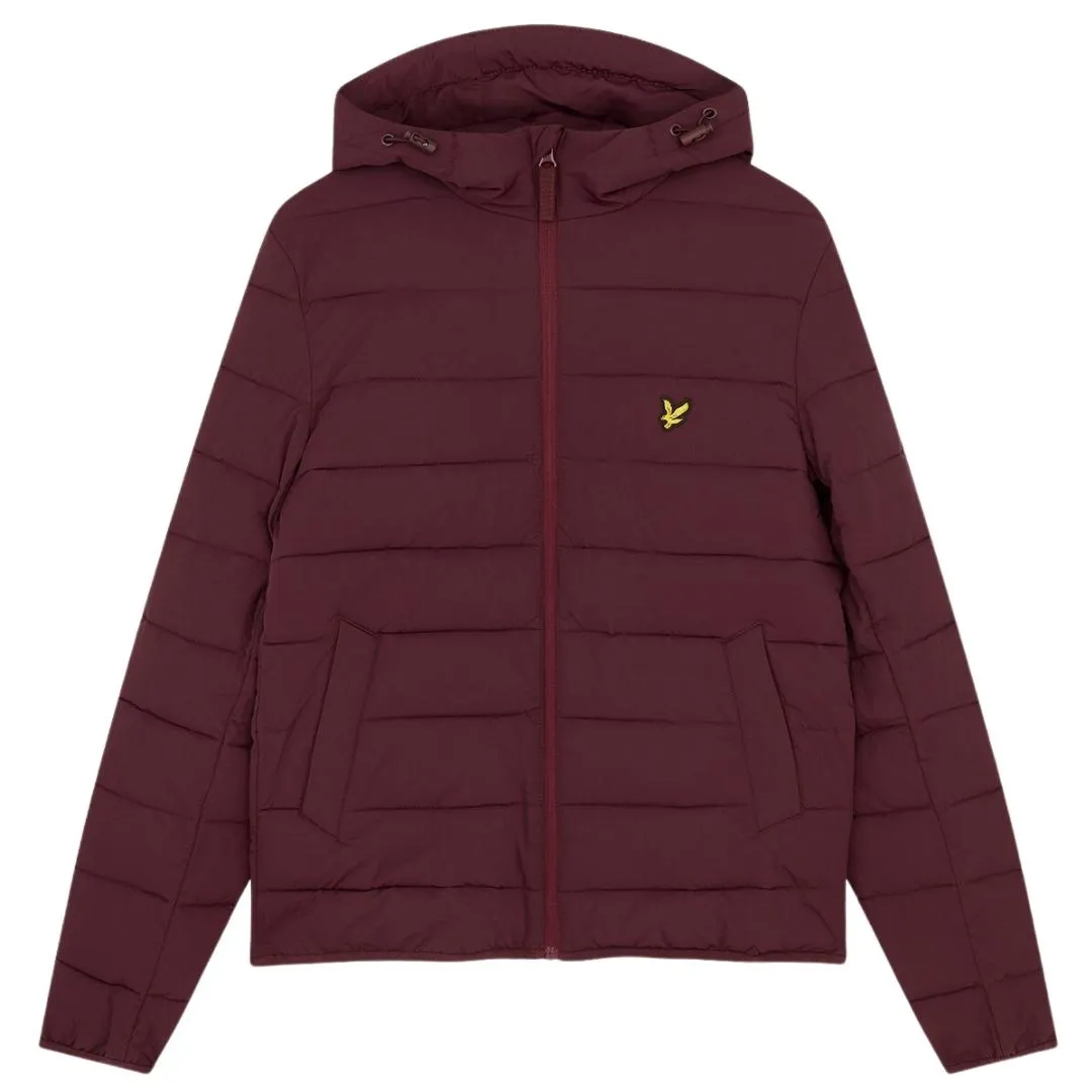 Lyle & Scott Branded Burgundy Hooded Puffer Jacket