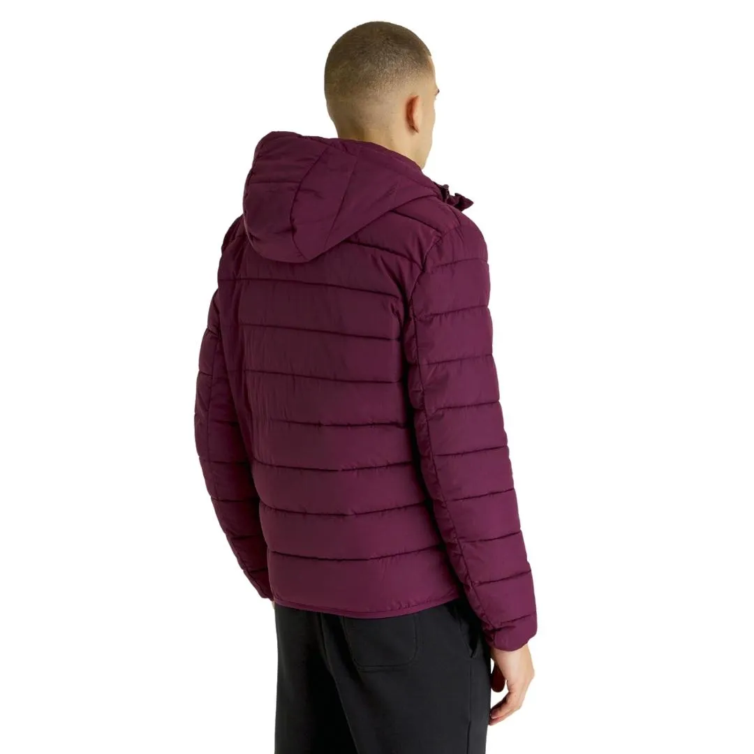 Lyle & Scott Branded Burgundy Hooded Puffer Jacket