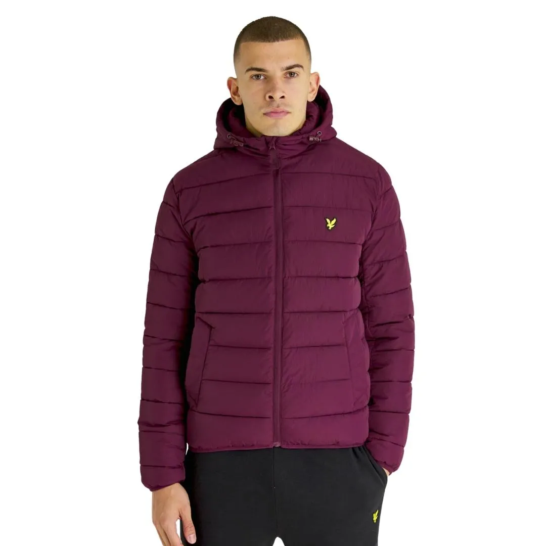 Lyle & Scott Branded Burgundy Hooded Puffer Jacket