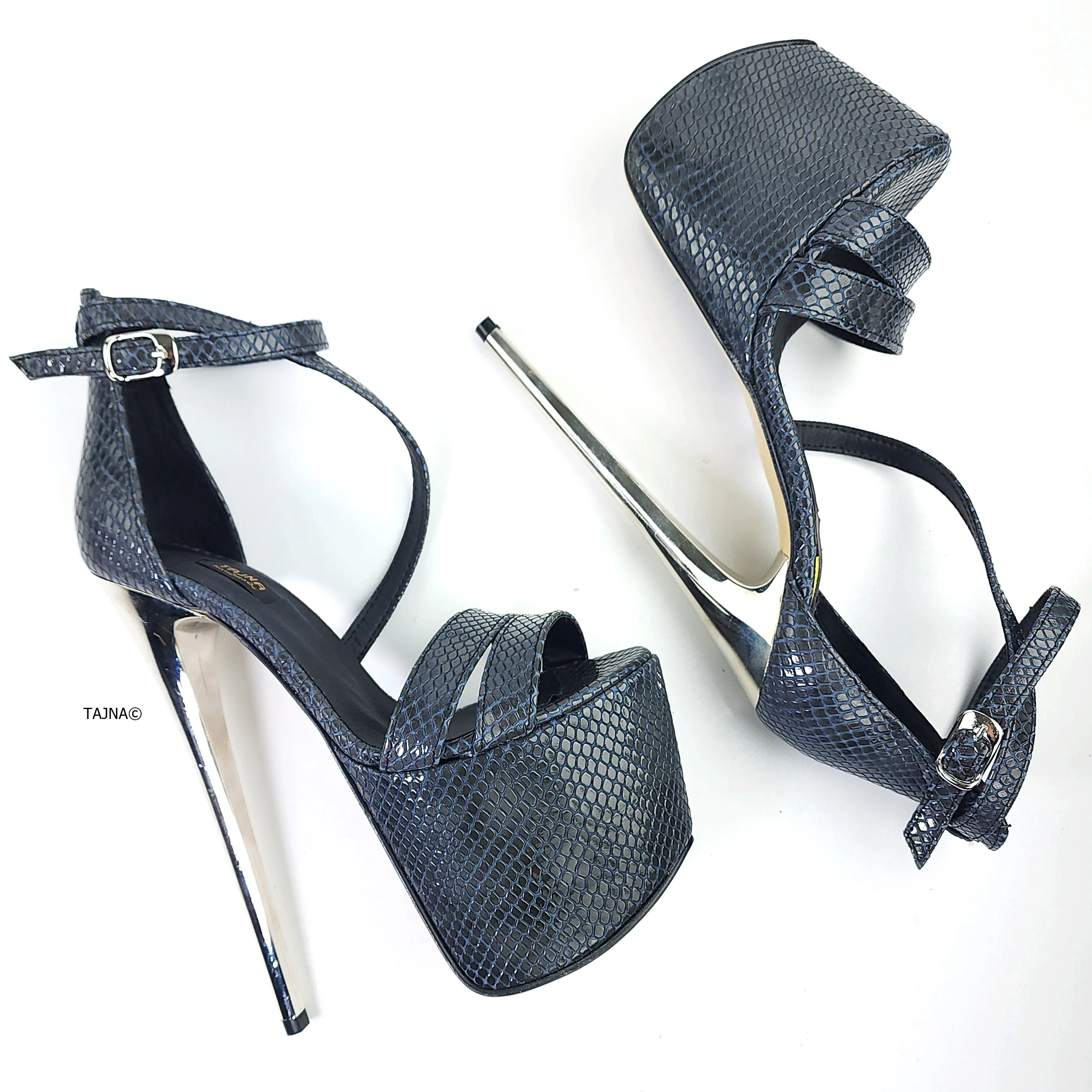 Mozaique Antrasit Genuine Leather High Heel Sandals