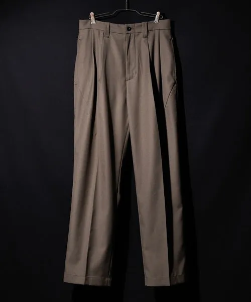 Number Nine W/P Twill 2-Tuck Wide Tapered Slacks pants