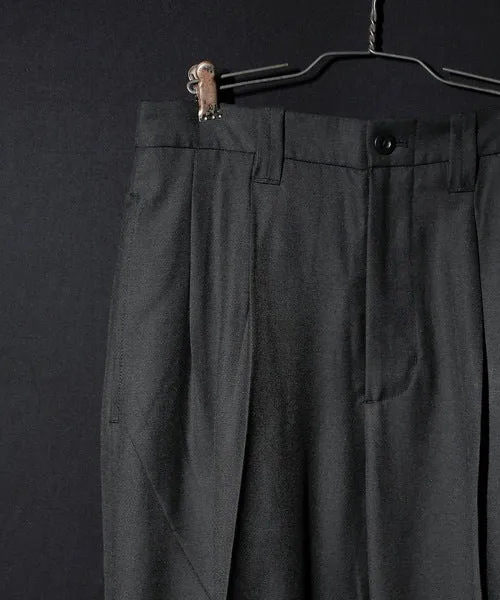 Number Nine W/P Twill 2-Tuck Wide Tapered Slacks pants