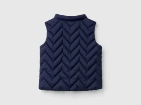 Padded vest in technical fabric - Dark Blue | Benetton