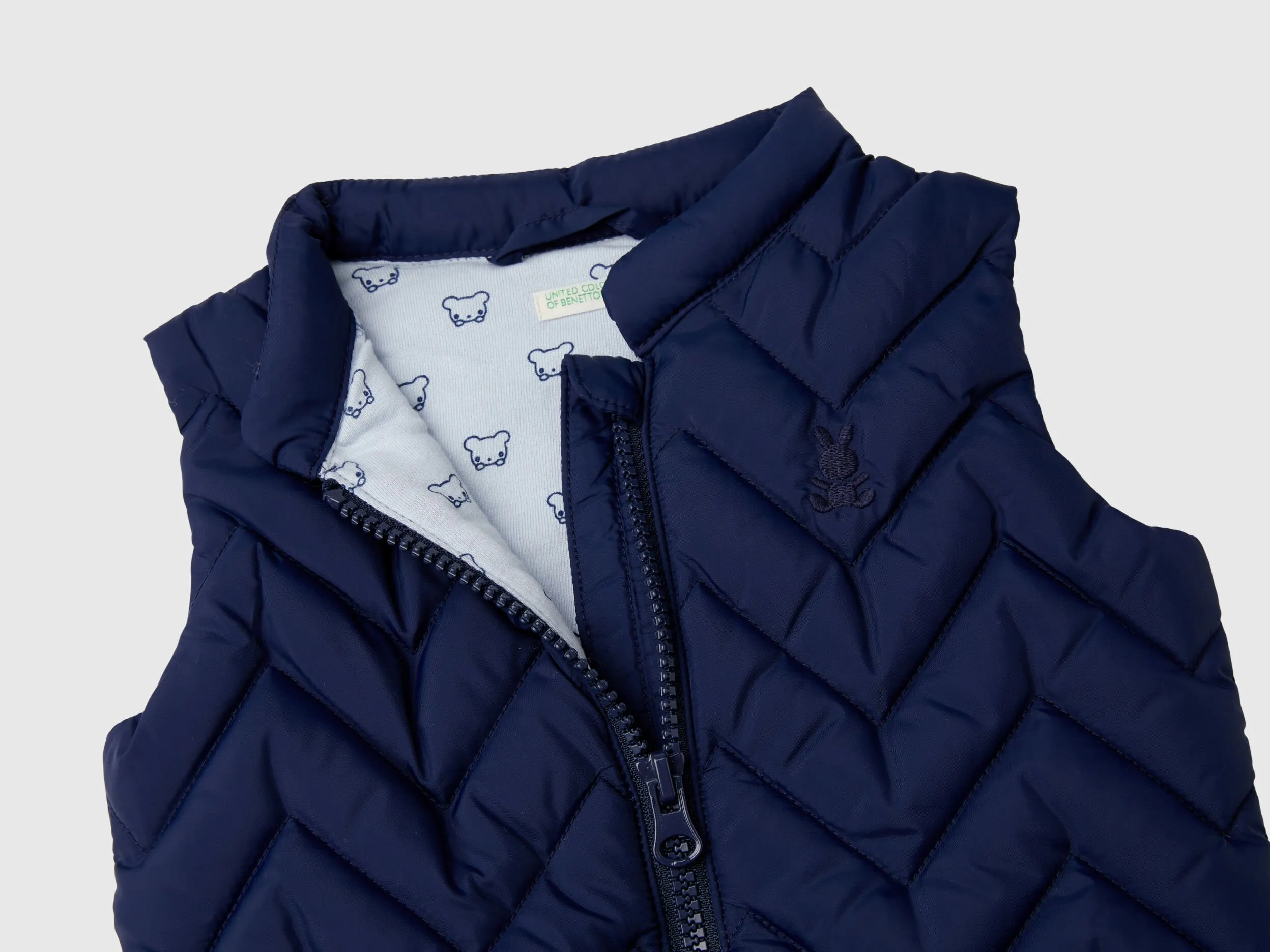 Padded vest in technical fabric - Dark Blue | Benetton