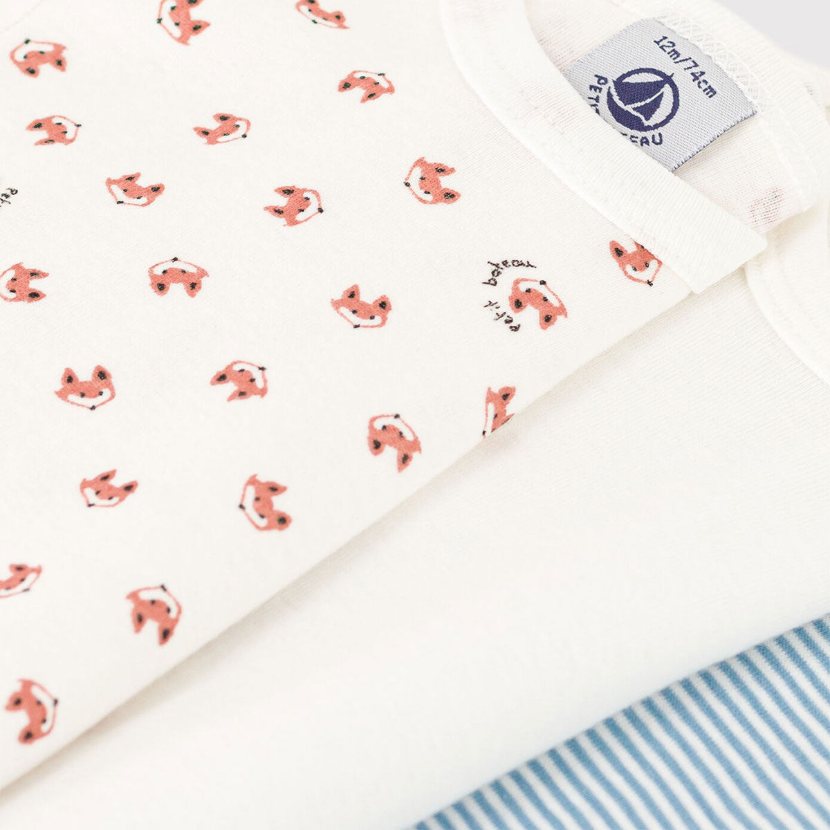 Petit Bateau Crossover LS Bodysuit - Foxes, Striped, Solid