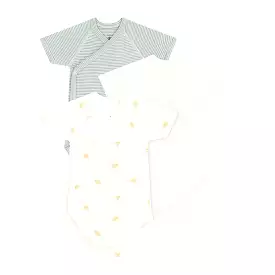 Petit Bateau Short Sleeve Crossover Bodysuit Onesie - Green White