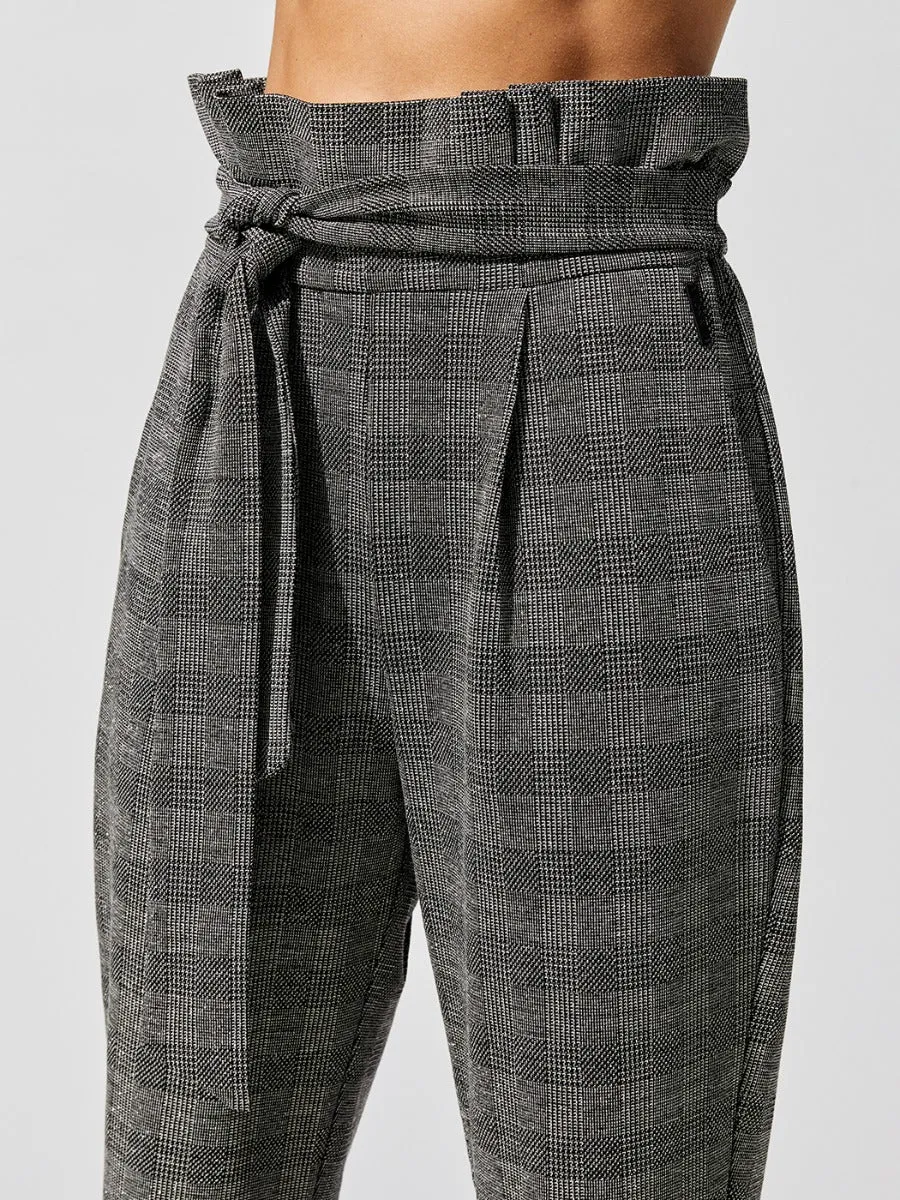 Plaid Paperbag Pants - Grey Plaid