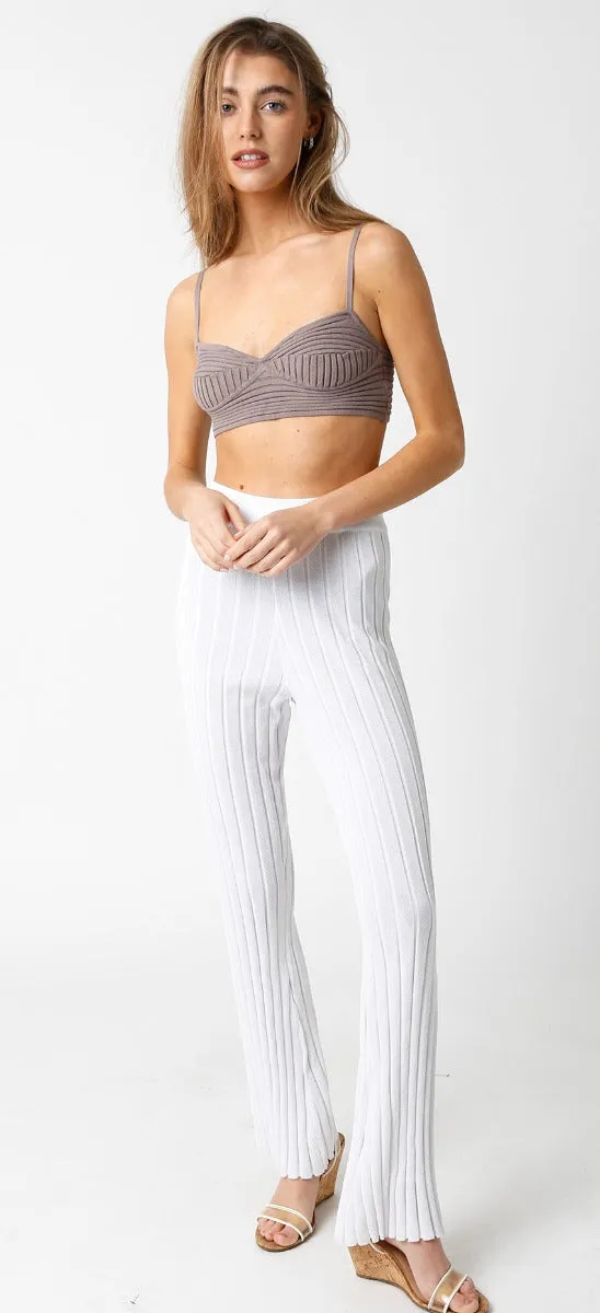 Ribbed Pant in White