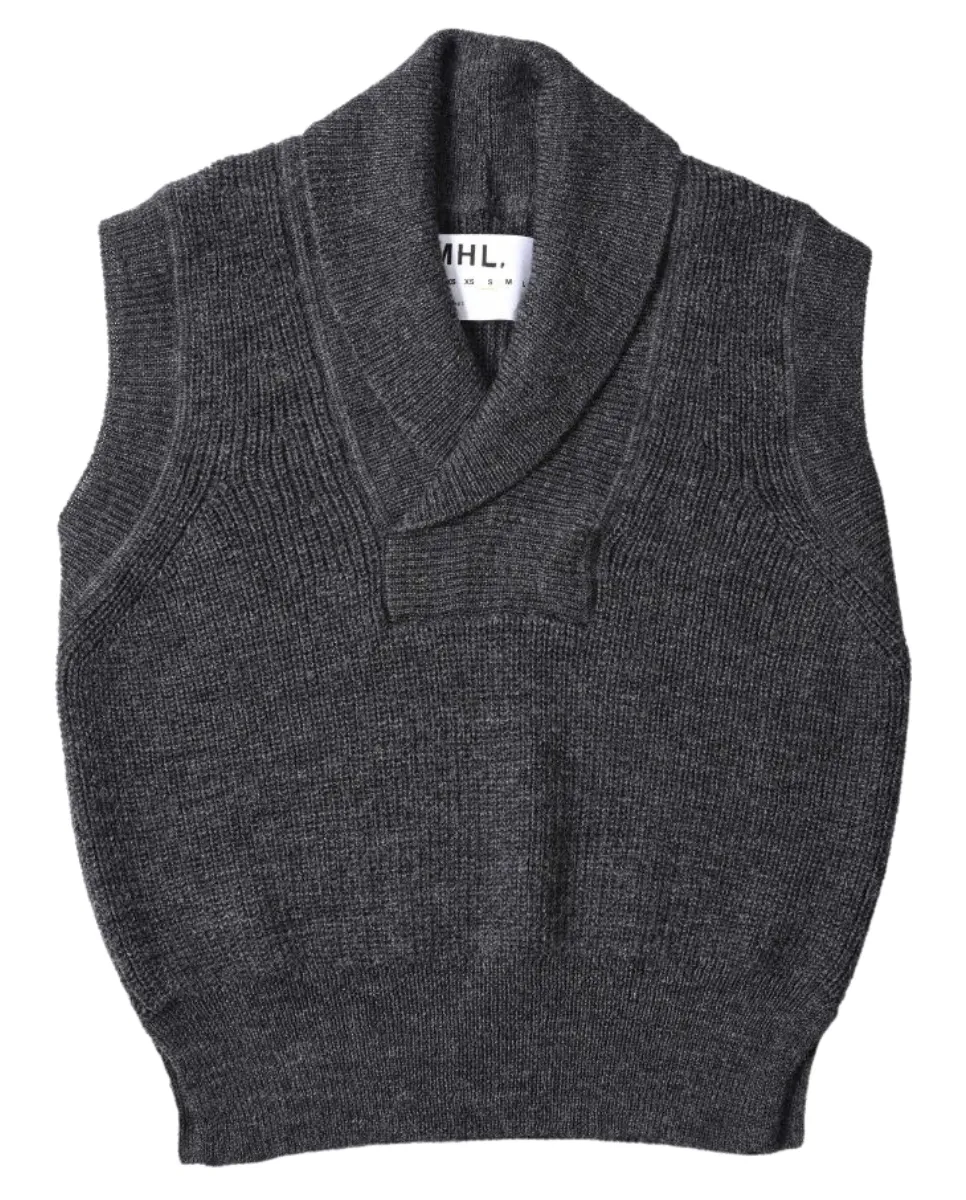 Ribbed Shawl Collar Slipover Charcoal